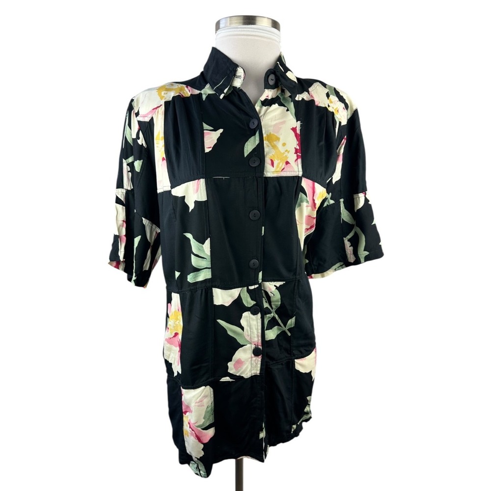 Vtg 90s We Be Bop Floral Tunic Patchwork Colorful Art to Wear Retro Plus Size 1X - Picture 11 of 13